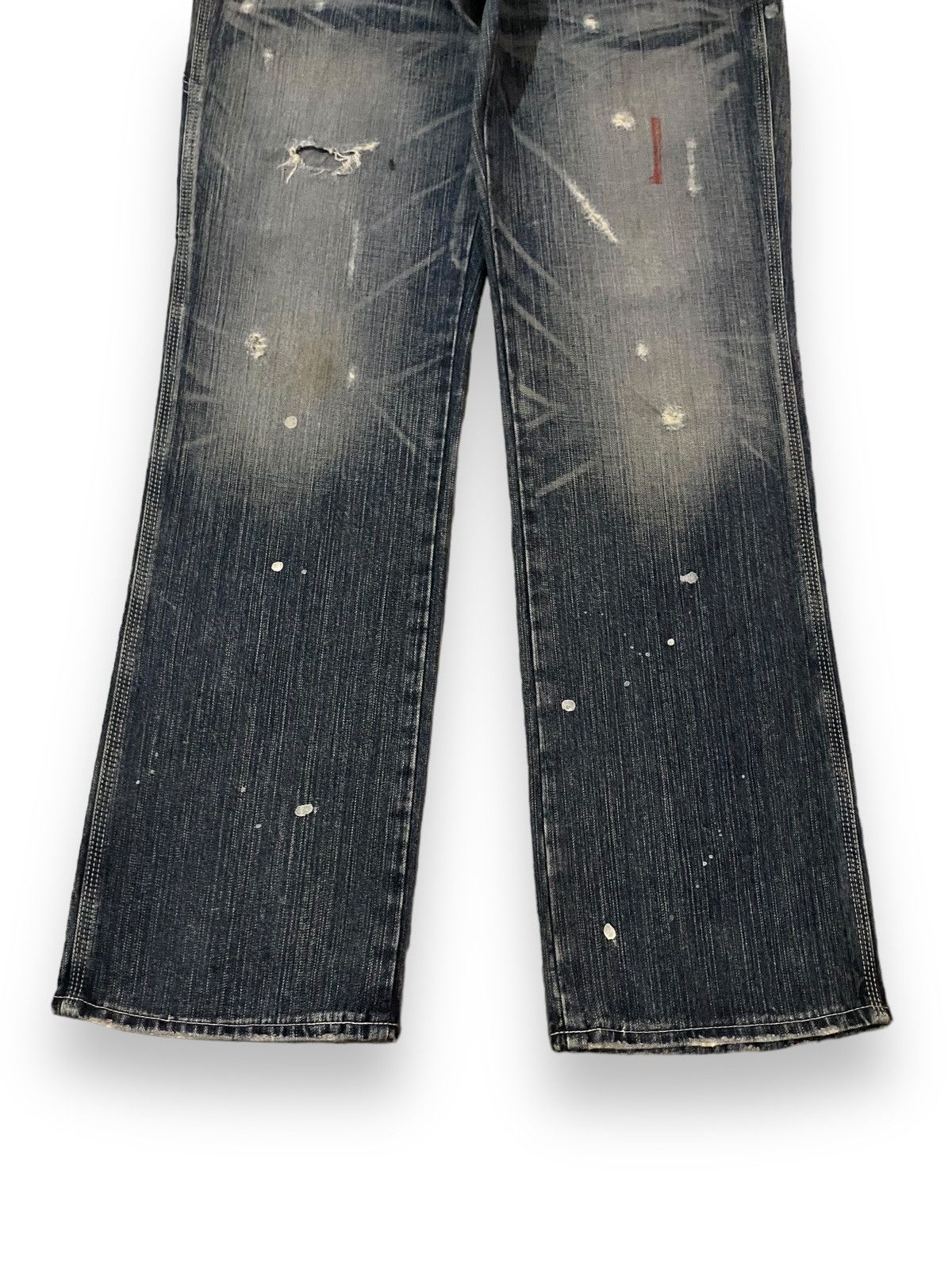 Edwin × Japanese Brand FLARE 🔥 Edwin 503 Blue Trip Distressed Splash Paint Denim Size US 33 - 5 Thumbnail