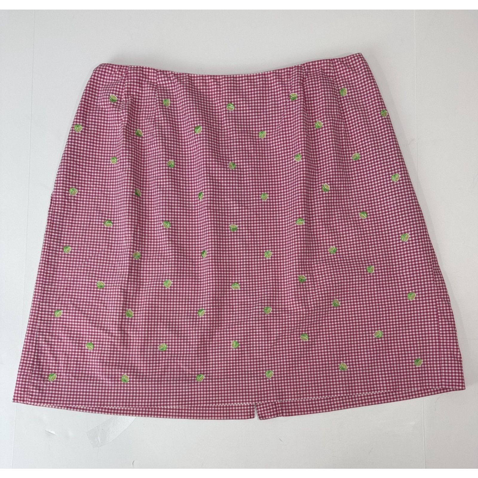 Talbots Talbots Women's Petite Pink Gingham Skort Lime 16W Size 34" / US 12 / IT 48 - 1 Thumbnail