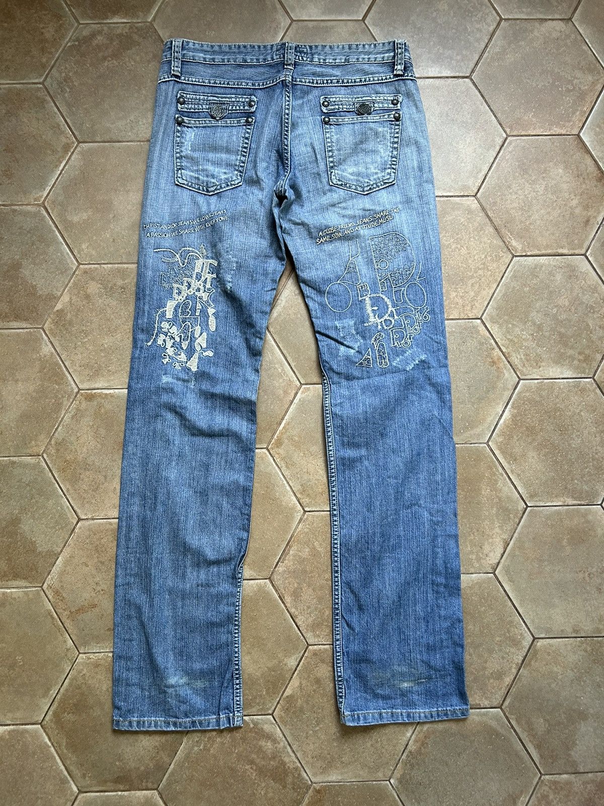 Designer × Vintage Christian Dior style print jeans denim John Galliano Size 26" / US 2 / IT 38 - 6 Thumbnail