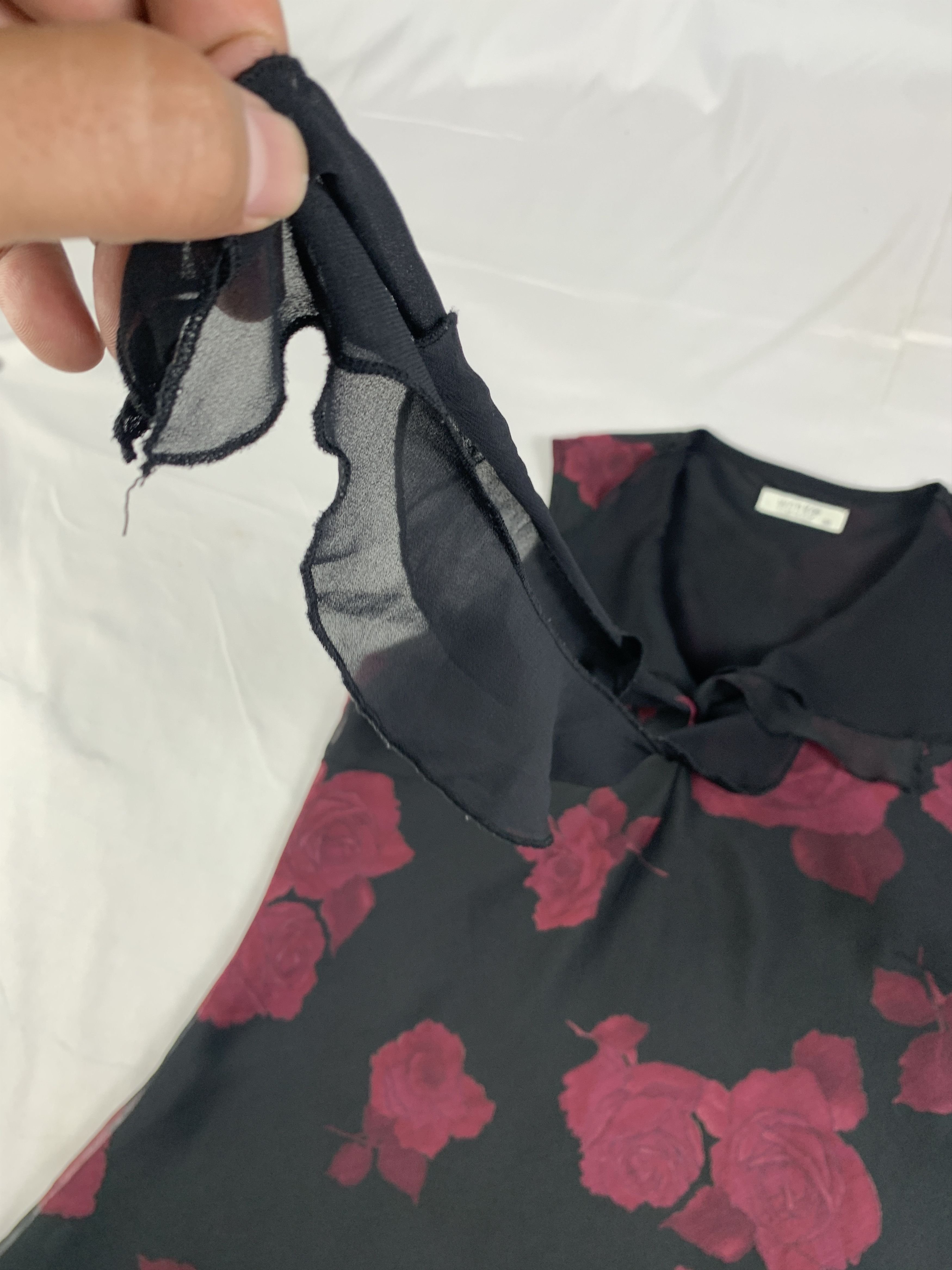 Japanese Brand Wanko Floral Ruffle Fitted Sleeveless Mesh Blouse (S) Size S / US 4 / IT 40 - 4 Thumbnail