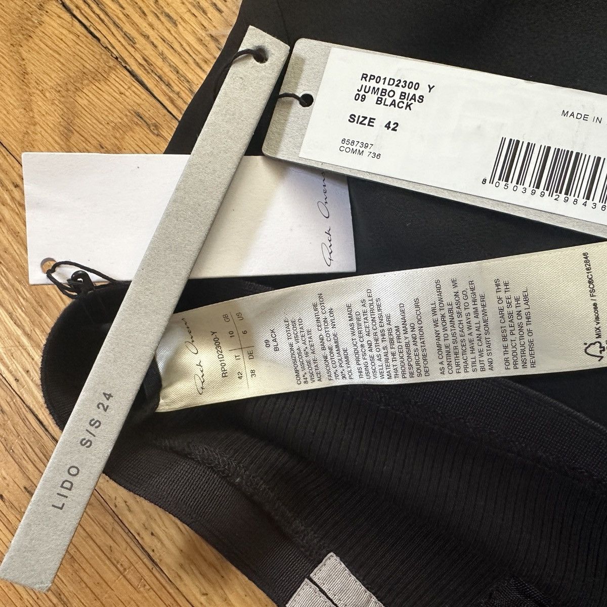 Rick Owens NWT rick owens ss24 lido jumbo bias pants black wide leg 42 Size 28" / US 6 / IT 42 - 5 Thumbnail