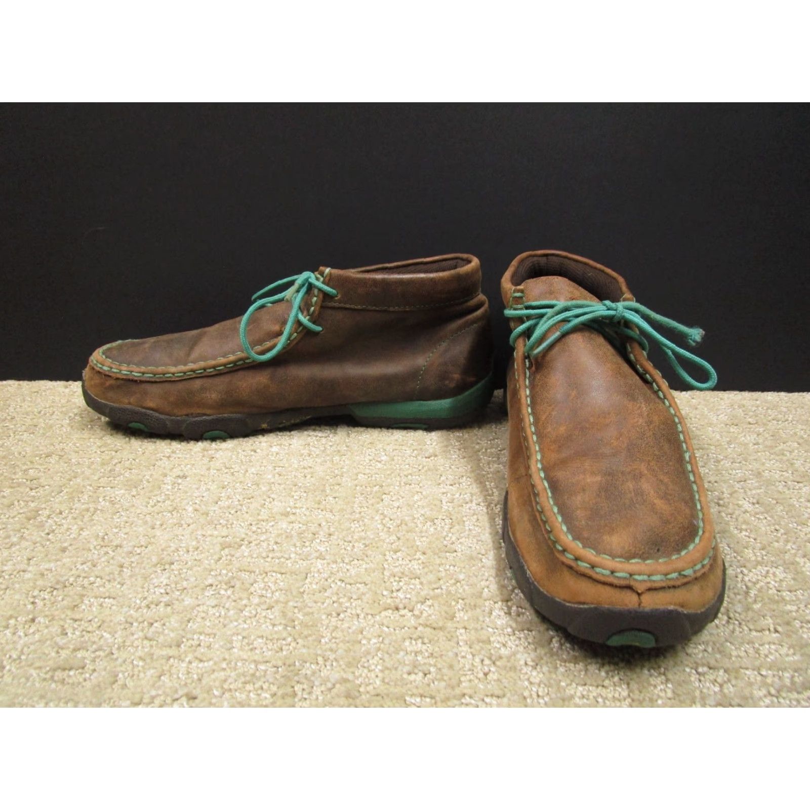 Twisted X Twisted X Chukka Women 10M Brown Teal Leather Moc Bomber Driving Boots WDM0093 Size US 10 / IT 40 - 3 Thumbnail