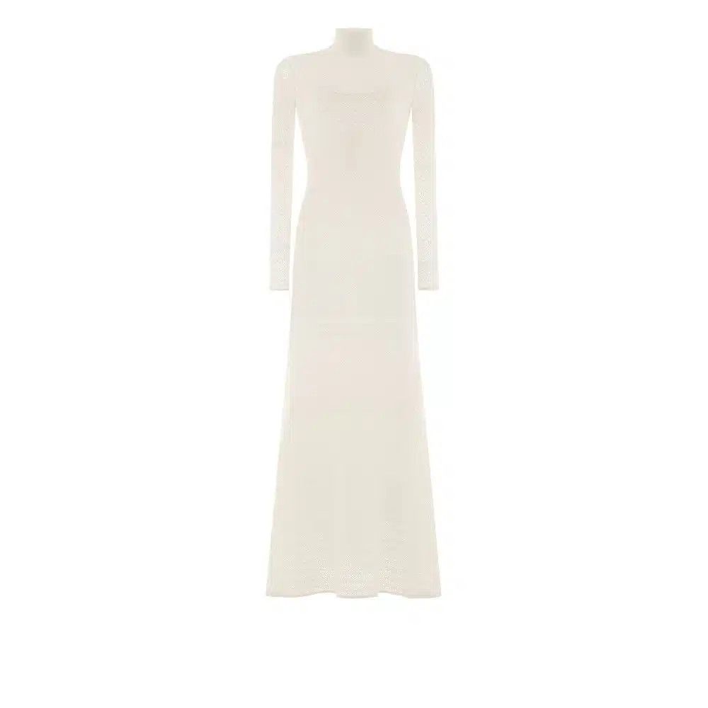 Tom Ford o1w1db10525 ACK423 Turtleneck Maxi Dress in White Size S / US 4 / IT 40 - 1 Thumbnail