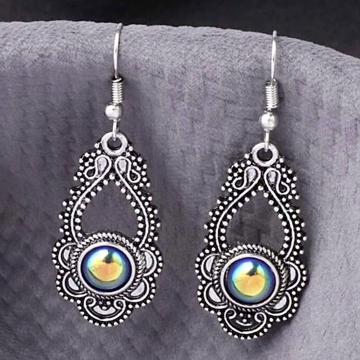 Other New Antique Silver Gothic Victorian Dark Stone Boho Earrings Size ONE SIZE - 3 Thumbnail