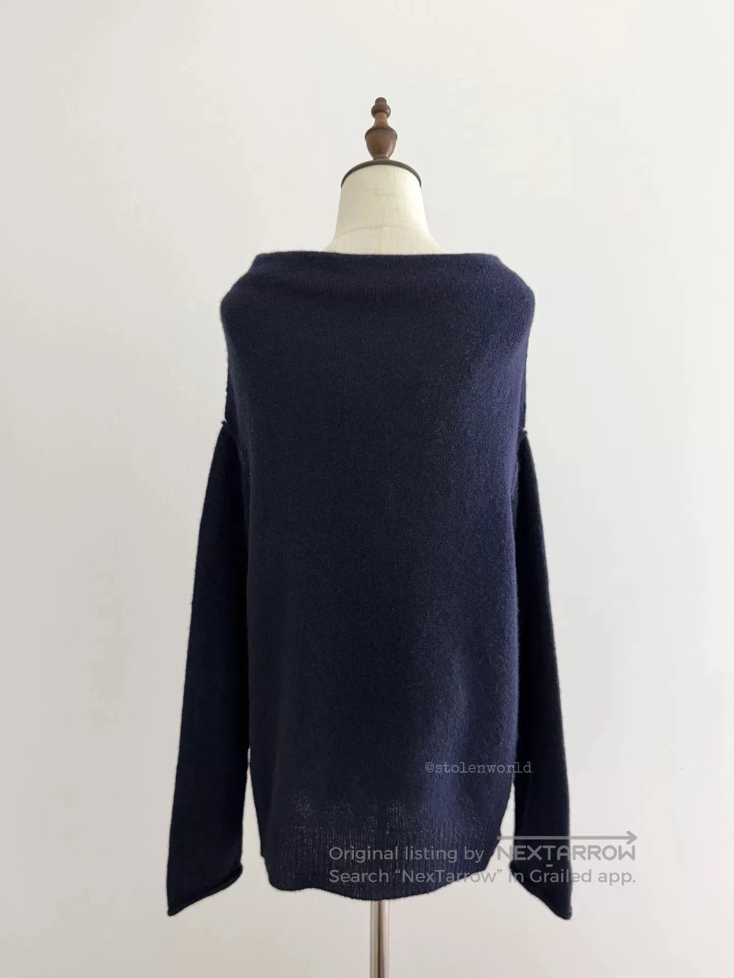 Y's navy wool knit top with fringe detail. Size S / US 4 / IT 40 - 7 Thumbnail