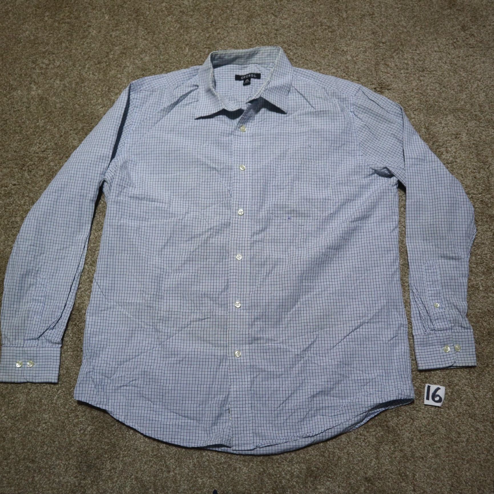 George VINTAGE George Checked Shirt Button-Up Long Sleeve Adult Men Size L Blue Classic 90s Size US L / EU 52-54 / 3 - 2 Thumbnail
