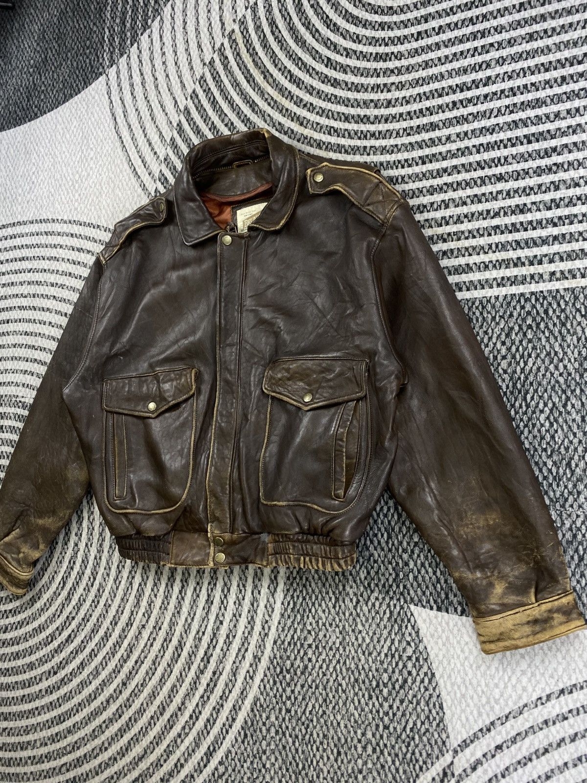 Genuine Leather Vintage 80s Brunati A2 Style Leather Jacket Size US L / EU 52-54 / 3 - 4 Thumbnail