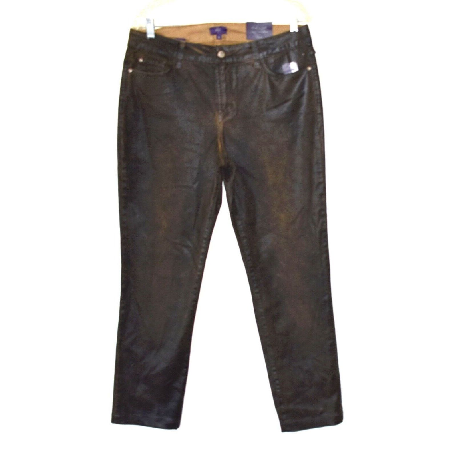 NYDJ NOT YOUR DAUGHTERS JEANS Brown Coated Skinny Jeans 10 $150 Size 32" / US 10 / IT 46 - 1 Thumbnail