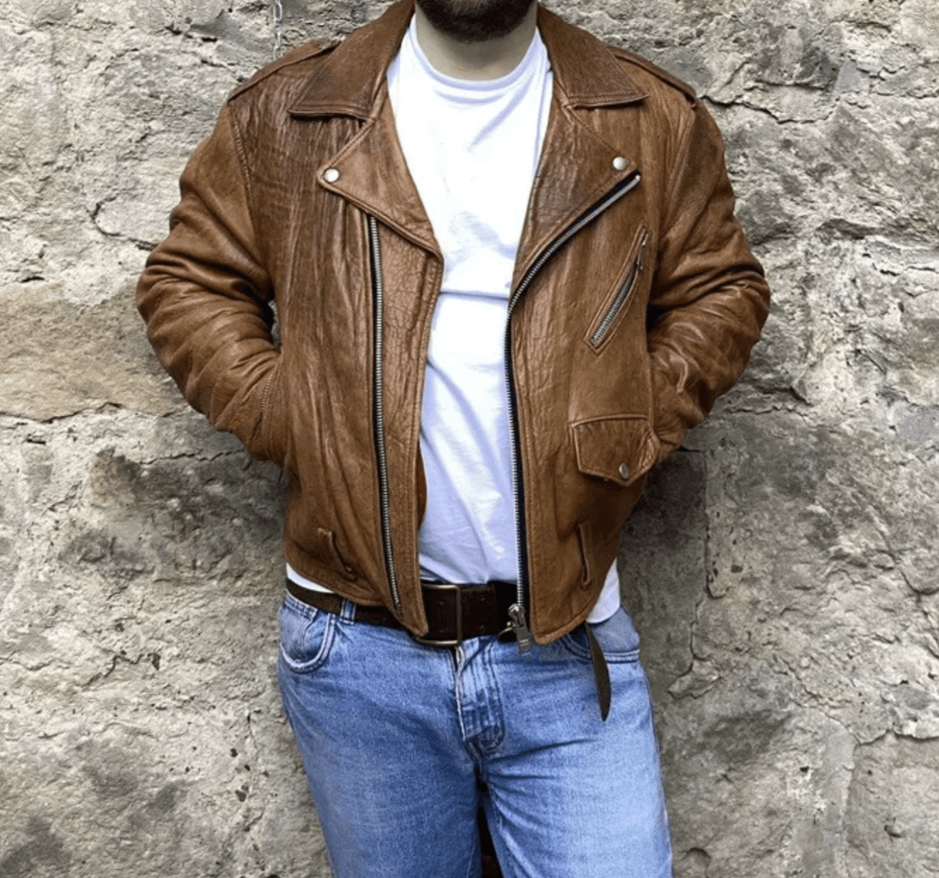 Vintage Vintage 80s Punk Brown Distressed Leather Biker Jacket Size US L / EU 52-54 / 3 - 1 Thumbnail