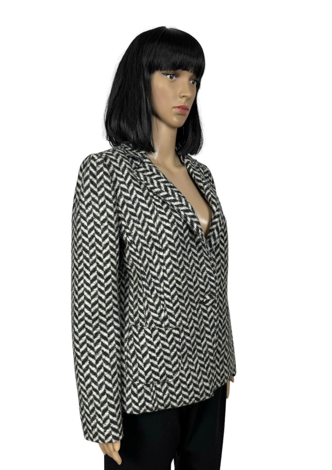 Max Mara Blazer Jacket Geometric Pattern Wool size US 14
