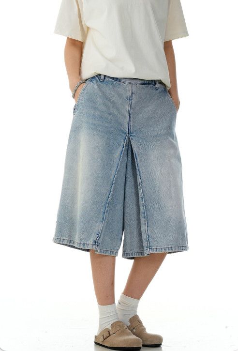 Jean American retro washed blue loose denim shorts Size US 32 / EU 48 - 2 Thumbnail