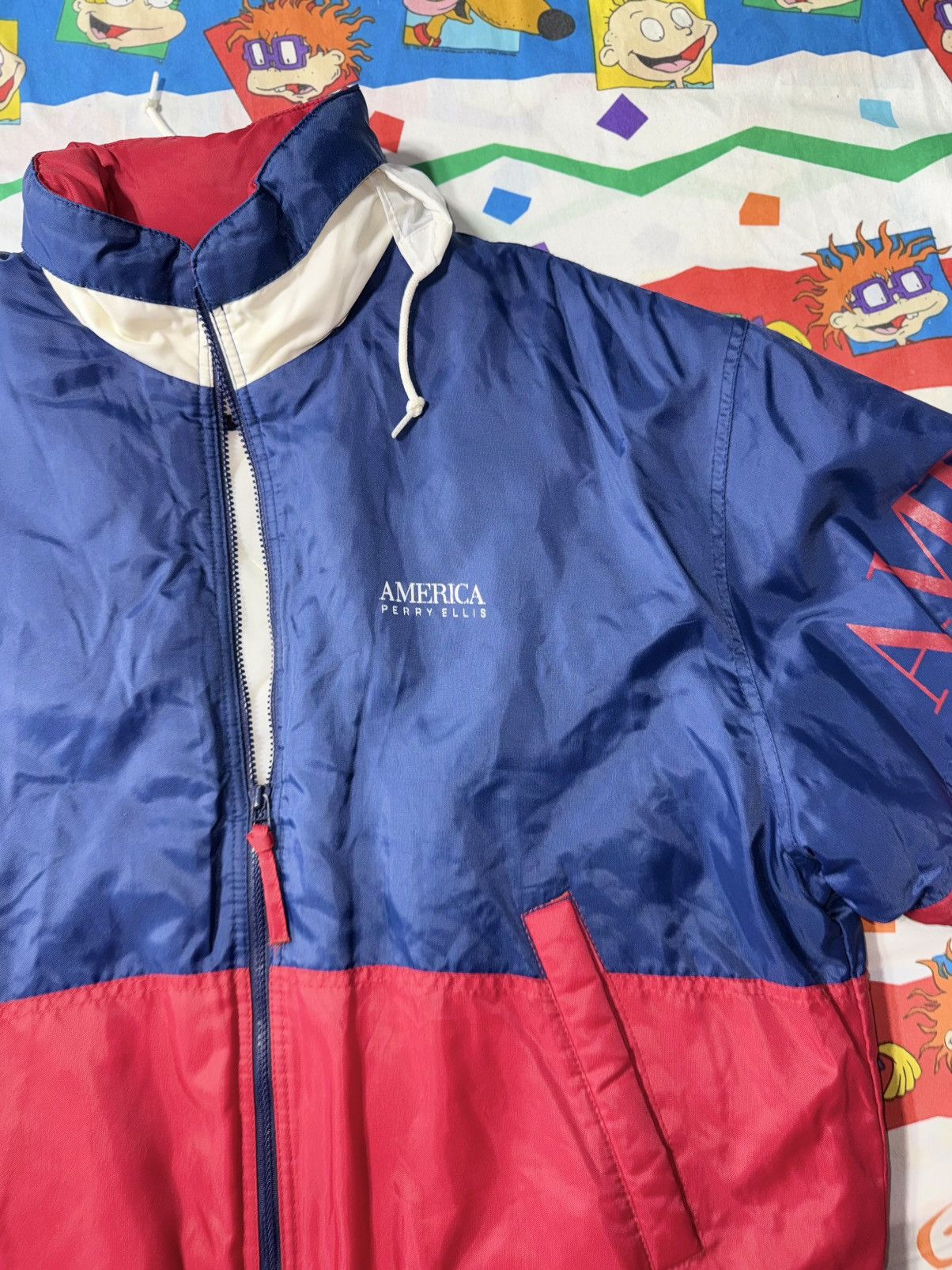 Perry Ellis Perry Ellis America Vintage Iconic Red White & Blue Jacket Size US L / EU 52-54 / 3 - 2 Thumbnail