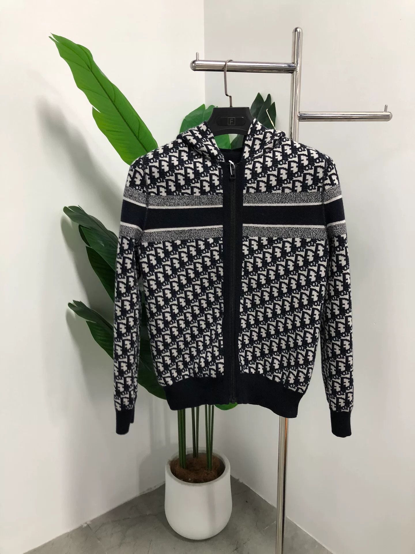 Dior Dior Oblique Print Hooded Zip Sweatshirt Size L / US 10 / IT 46 - 1 Thumbnail