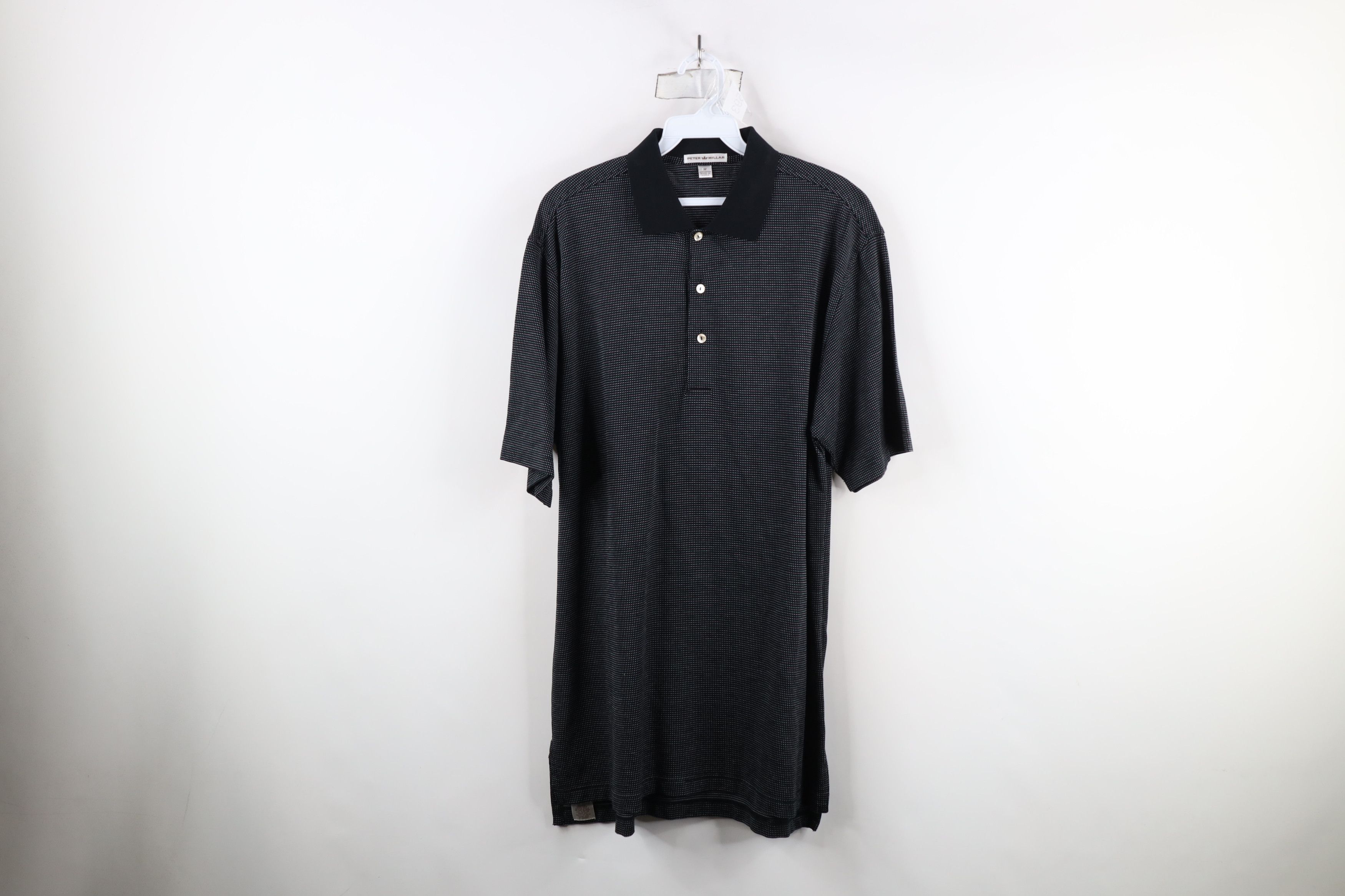 Peter Millar Polka Dot Cotton Knit Collared Golf Polo Shirt