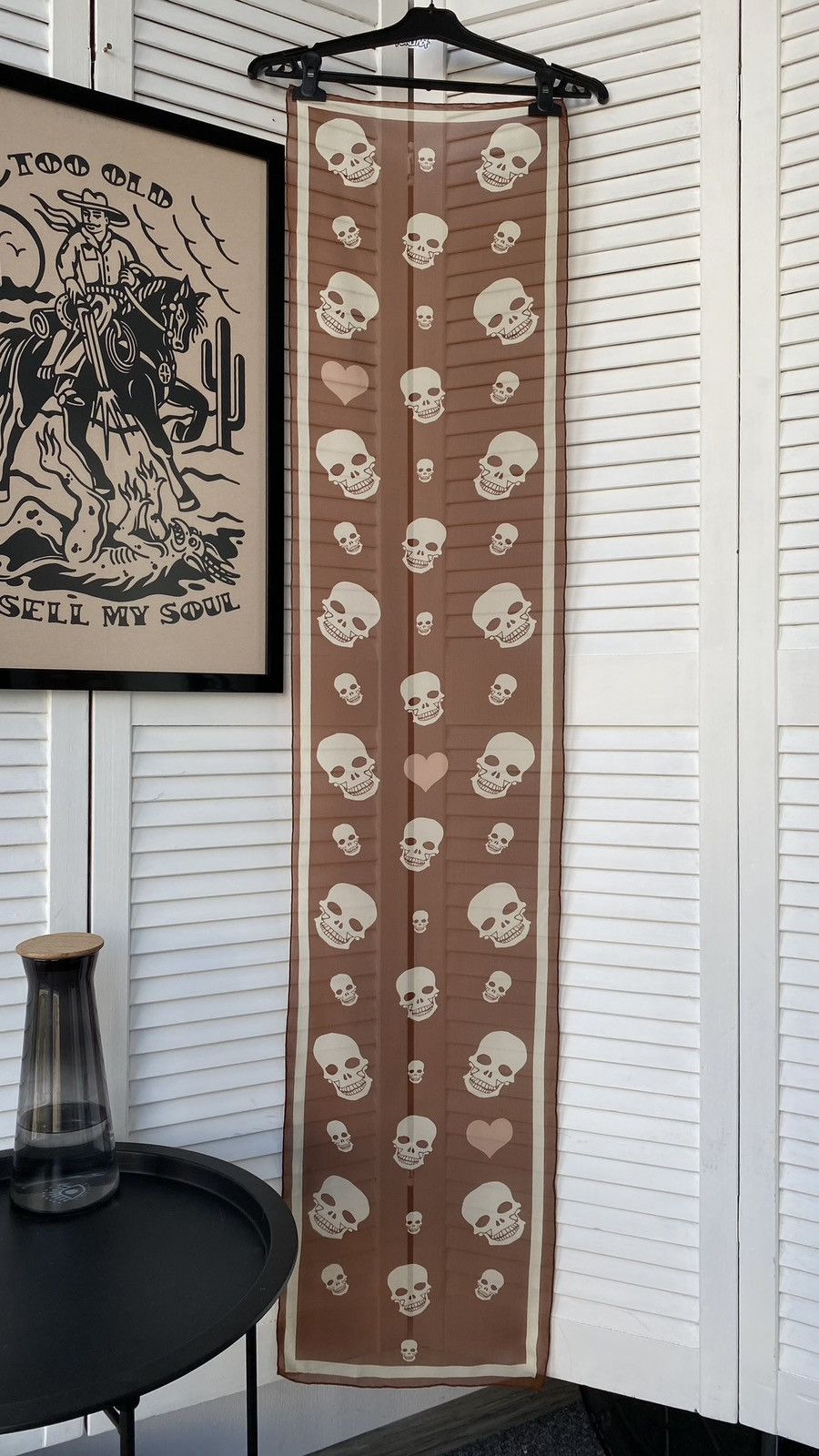 Japanese Brand Vintage Tiffany Alana Skulls Hearts Silk Chiffon Scarf Size ONE SIZE - 6 Thumbnail