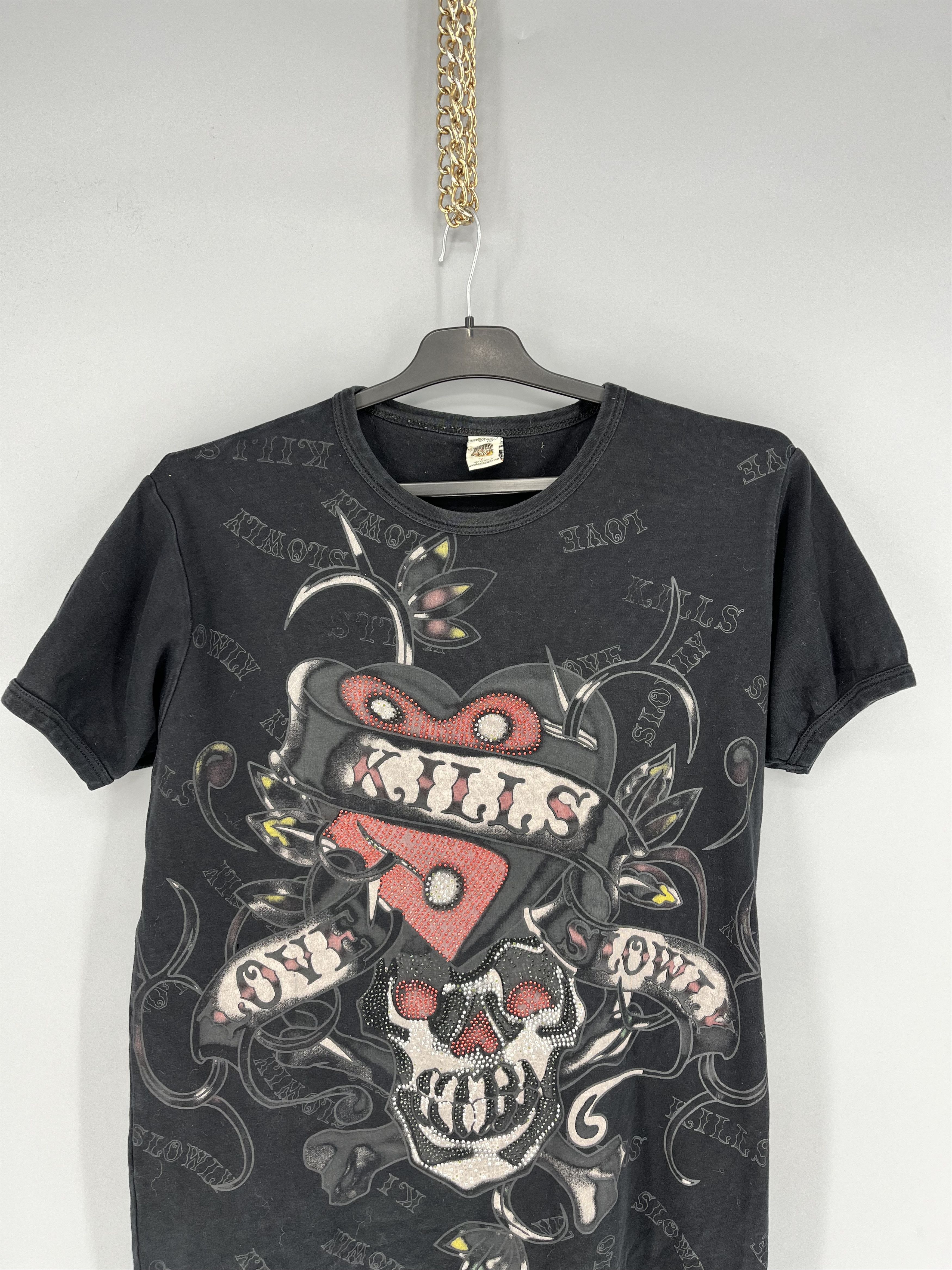 Affliction Vintage Y2K Christian Audigier Women’s Rhinestones T-Shirt Size L / US 10 / IT 46 - 6 Thumbnail