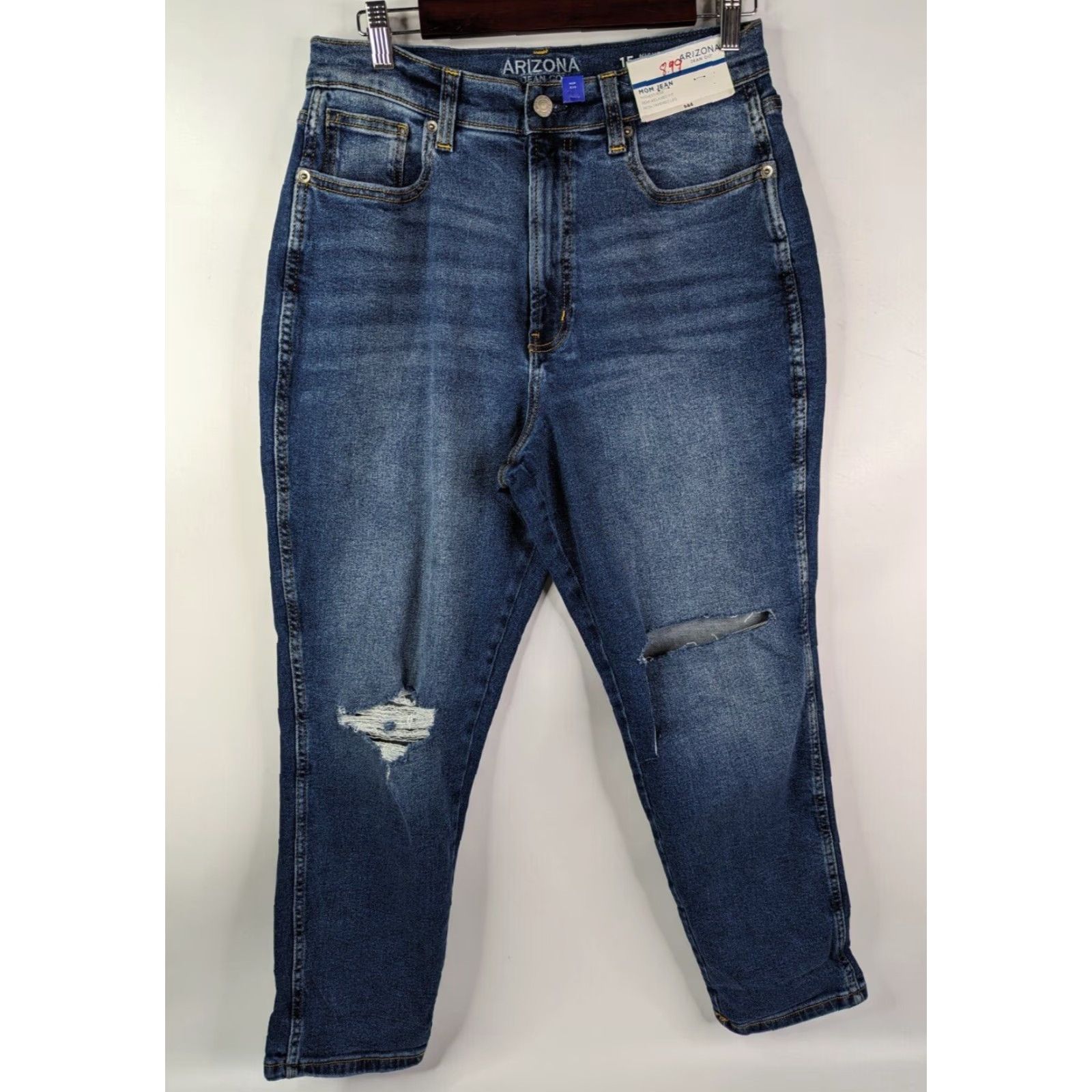Vintage Arizona Jeans Mom Jeans Size 15 Highest Rise Blue Distressed Dark Denim NWT Size 36" / US 14 / IT 50 - 2 Thumbnail