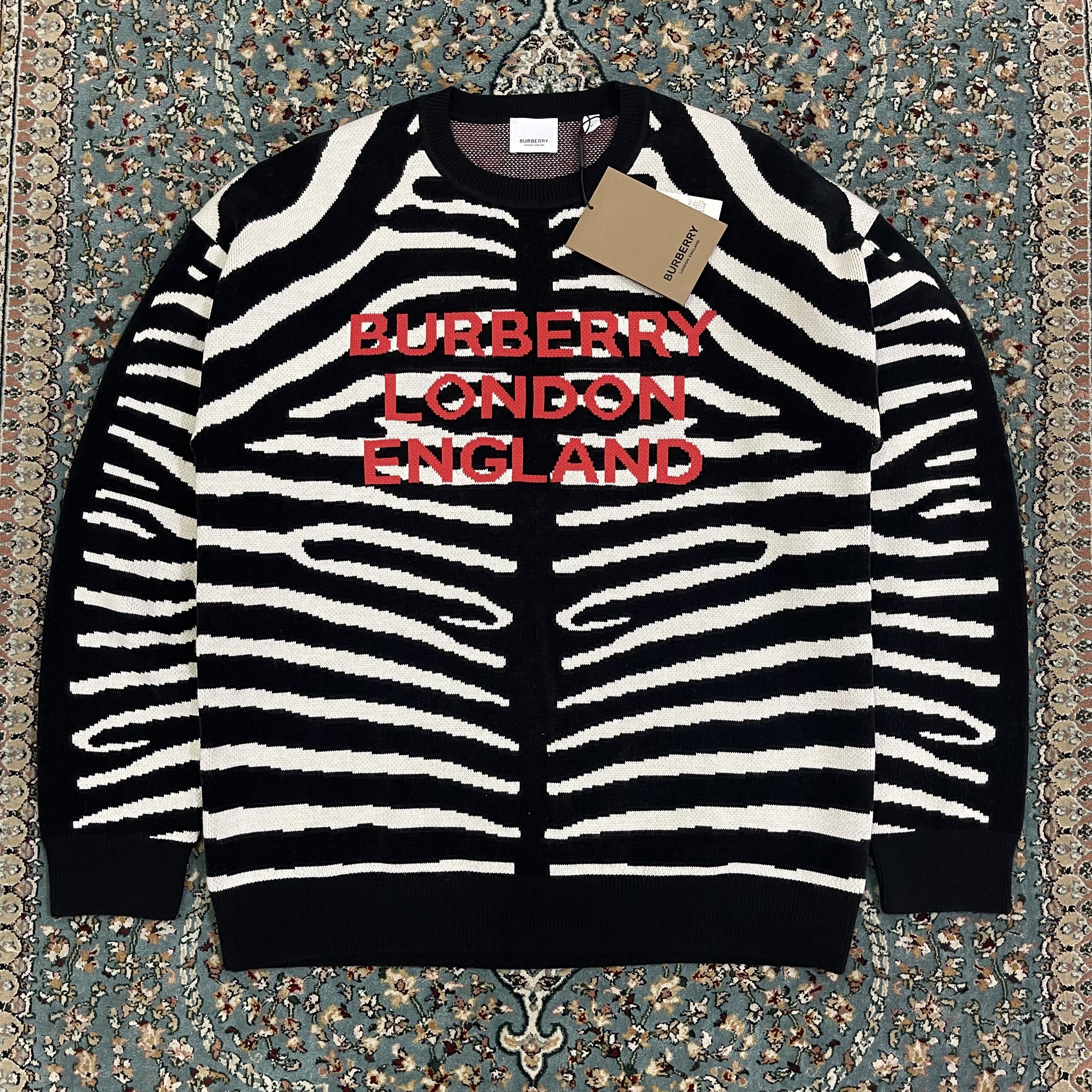 Burberry Burberry Mens Jennings Zebra Logo Jumper Knit Sweater Size US M / EU 48-50 / 2 - 1 Thumbnail