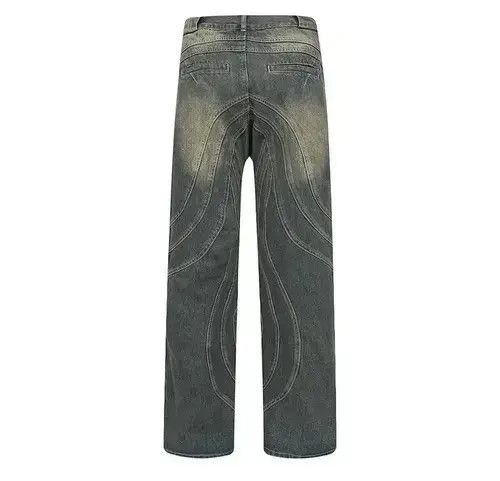 Jean VIBE Y2K Painted Circle Striped Baggy Jeans Size US 33 - 6 Thumbnail