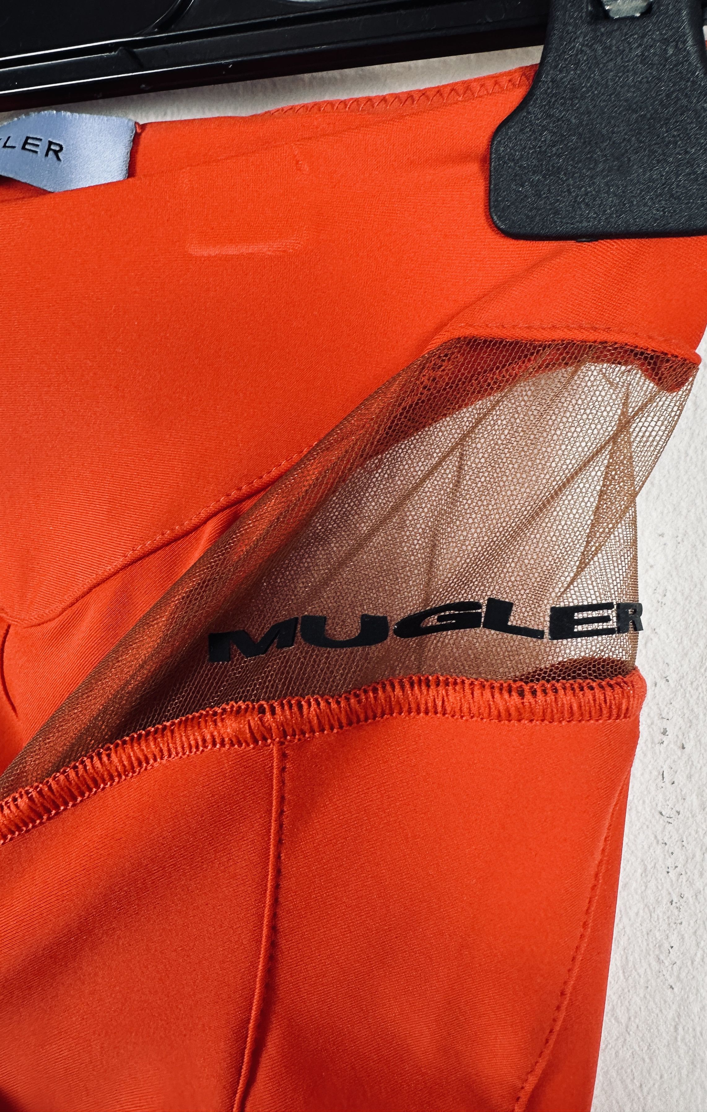 Mugler Red Sheer Panel Leggings Size 25" / US 0 / IT 36 - 3 Thumbnail