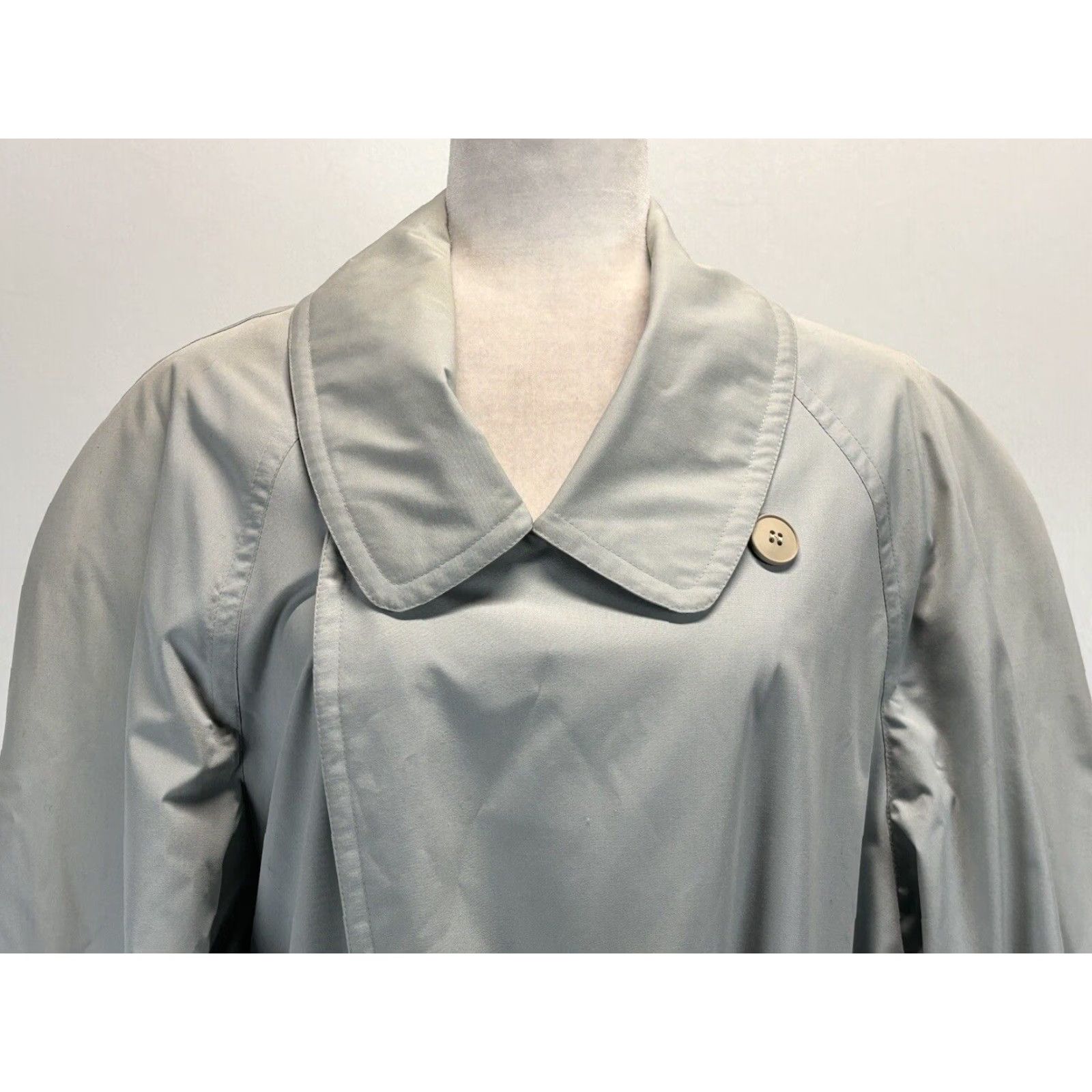 Emilio Pucci VINTAGE Emilio Pucci Women’s Trench Coat Jacket Long Sleeve Belted Regular Size Large Seafoam Green Gray Italy Size L / US 10 / IT 46 - 6 Thumbnail
