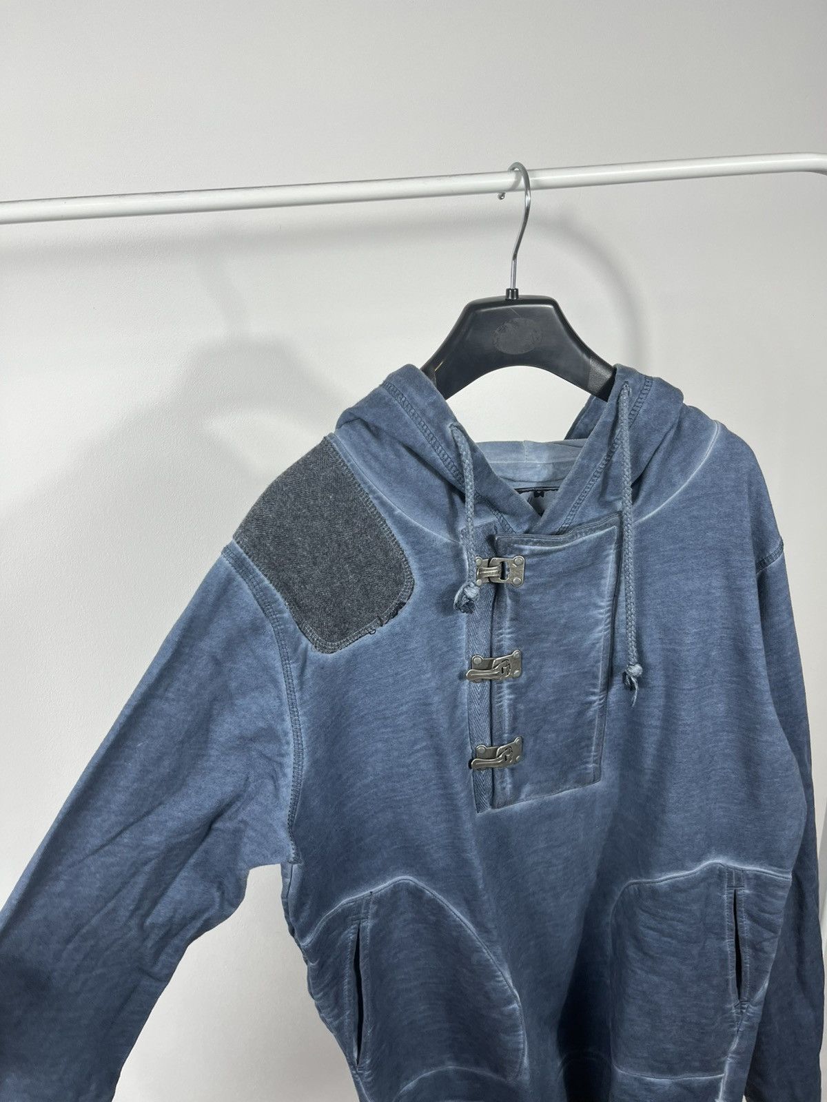 Desigual Desigual blue washed hoodie with metal buckles size M men Size US M / EU 48-50 / 2 - 10 Thumbnail