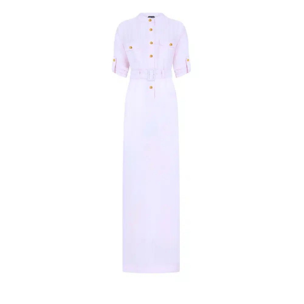 Tom Ford o1loc1c1125 AB3427 Silk Stretch Polo Maxi Dress Light Pink Size M / US 6-8 / IT 42-44 - 1 Thumbnail