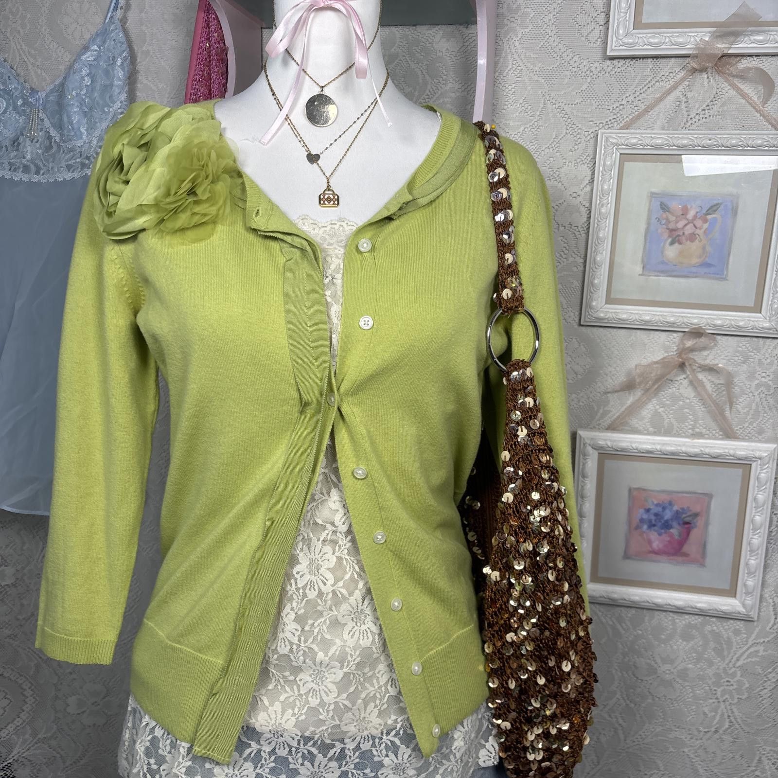 Other y2k green fitted fairy floral cardigan Size M / US 6-8 / IT 42-44 - 2 Thumbnail