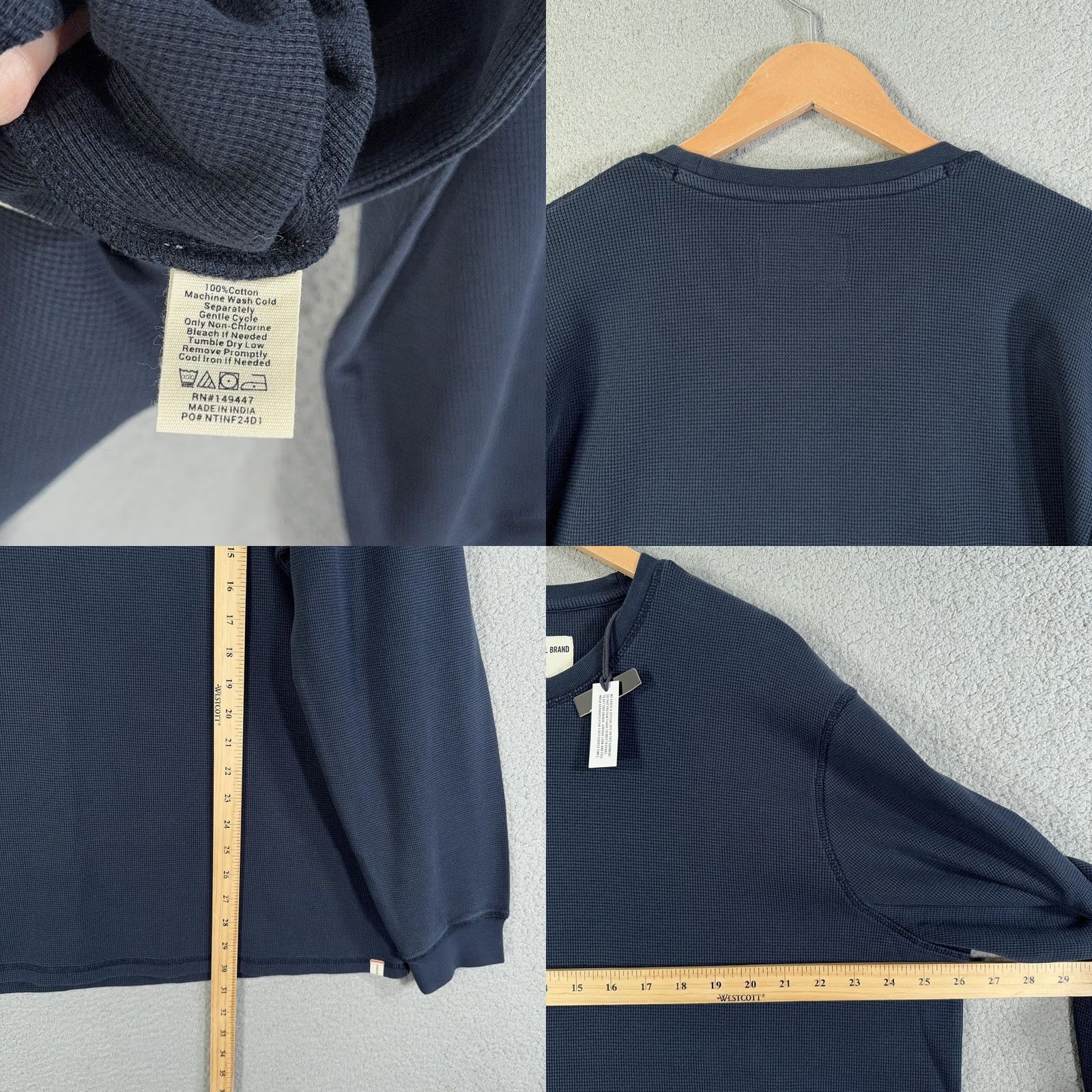 J Brand VINTAGE? No. The Normal Brand Waffle Knit Shirt Men 2XL Navy Long Sleeve Thermal Crewneck Size US XXL / EU 58 / 5 - 8 Thumbnail