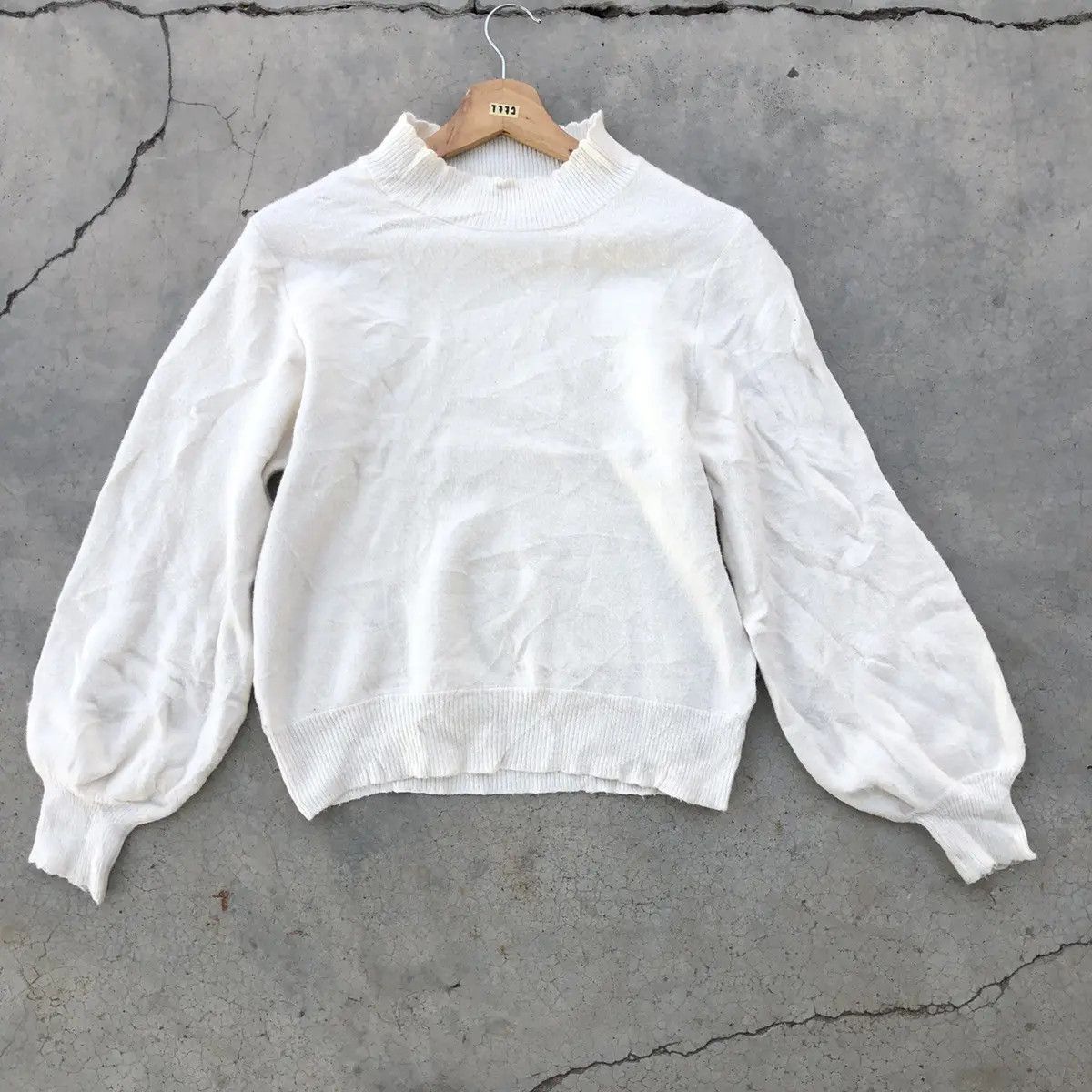 Aran Isles Knitwear × Homespun Knitwear Knitsweater White Milk Pullover/Jumper Ballon's Sleeve Size US M / EU 48-50 / 2 - 1 Thumbnail