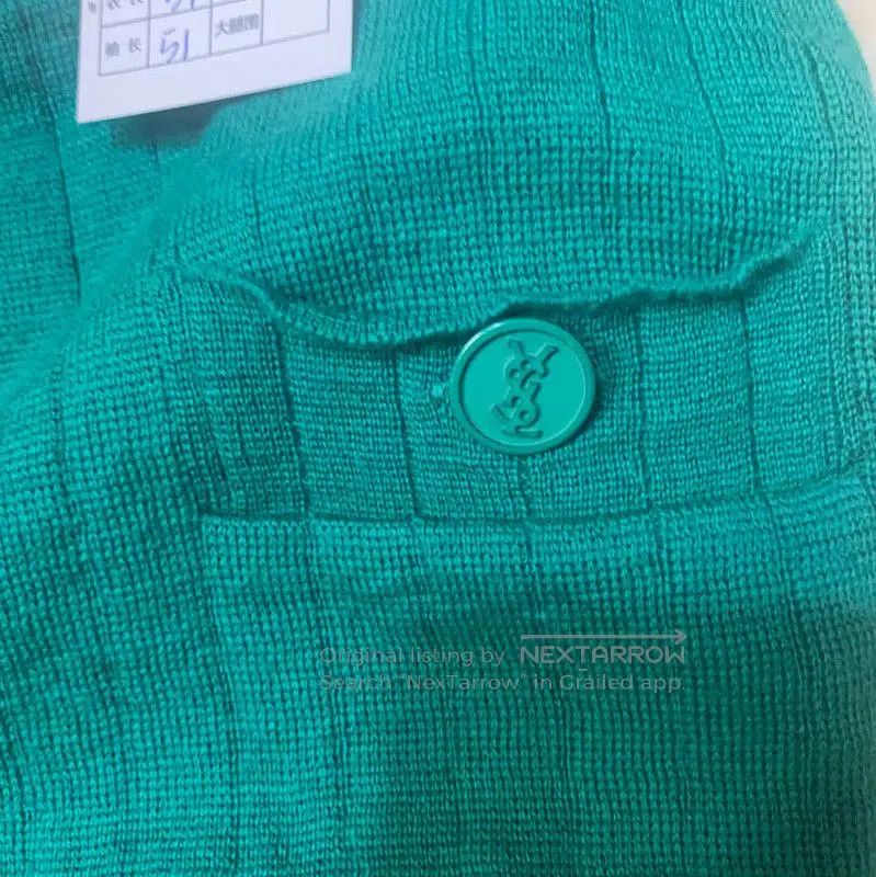 Yves Saint Laurent YSL Green Wool Sweater with Contrast Hem . Size M / US 6-8 / IT 42-44 - 4 Thumbnail