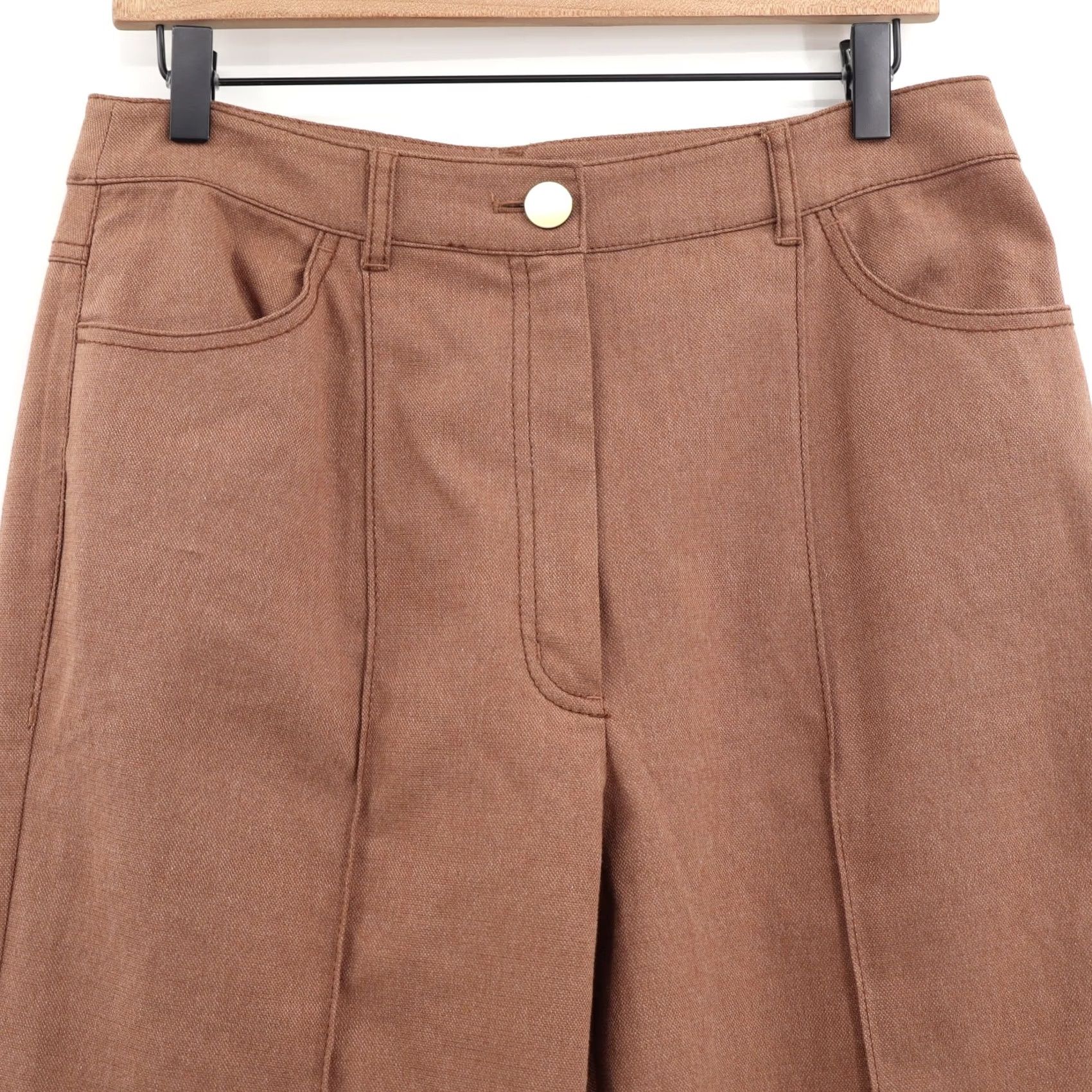 Vintage kate spade new york Women’s Basketweave Flare Pants Brown 34" Inseam Size 10 Regular Rise 12.5" Dry Clean Cotton Wool Elastane Brown Womens Pants Size 32" / US 10 / IT 46 - 3 Thumbnail