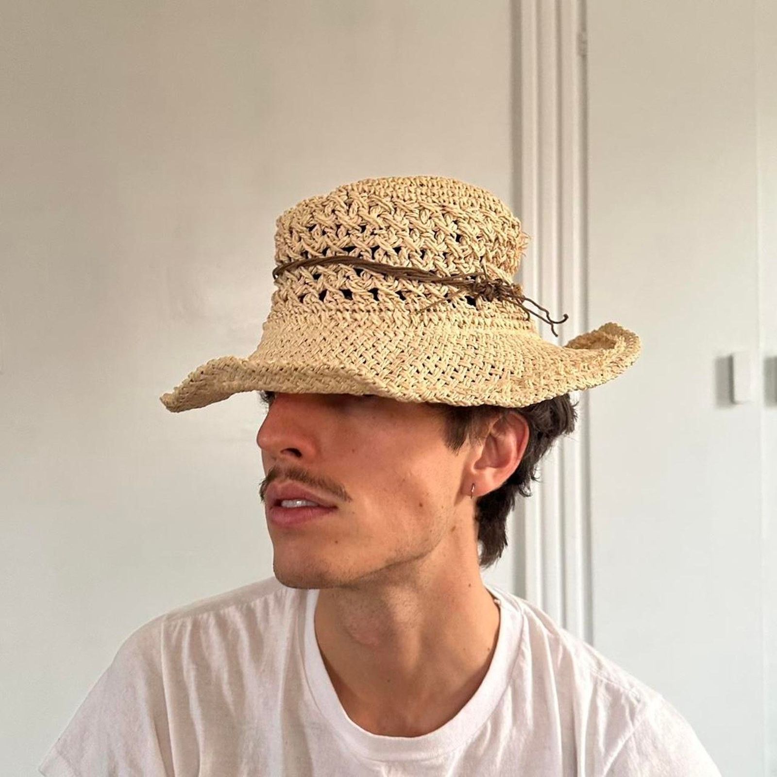 Vintage Vintage Retro Boho Straw Beaded Rope Sun Beach Hat Cap Size ONE SIZE - 2 Thumbnail