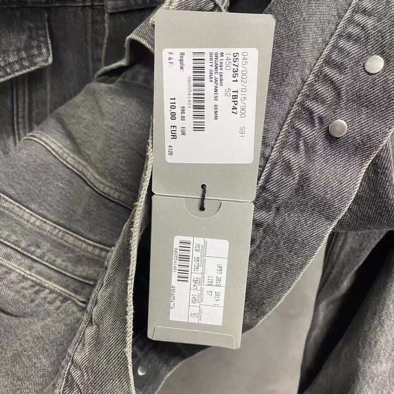 Balenciaga Black Gray Logo Denim Jacket-2506 Size US L / EU 52-54 / 3 - 7 Thumbnail