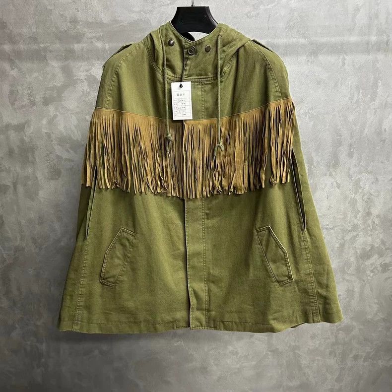 saint Laurent parisGreen fringed Cape jacket 2503-Nextarro