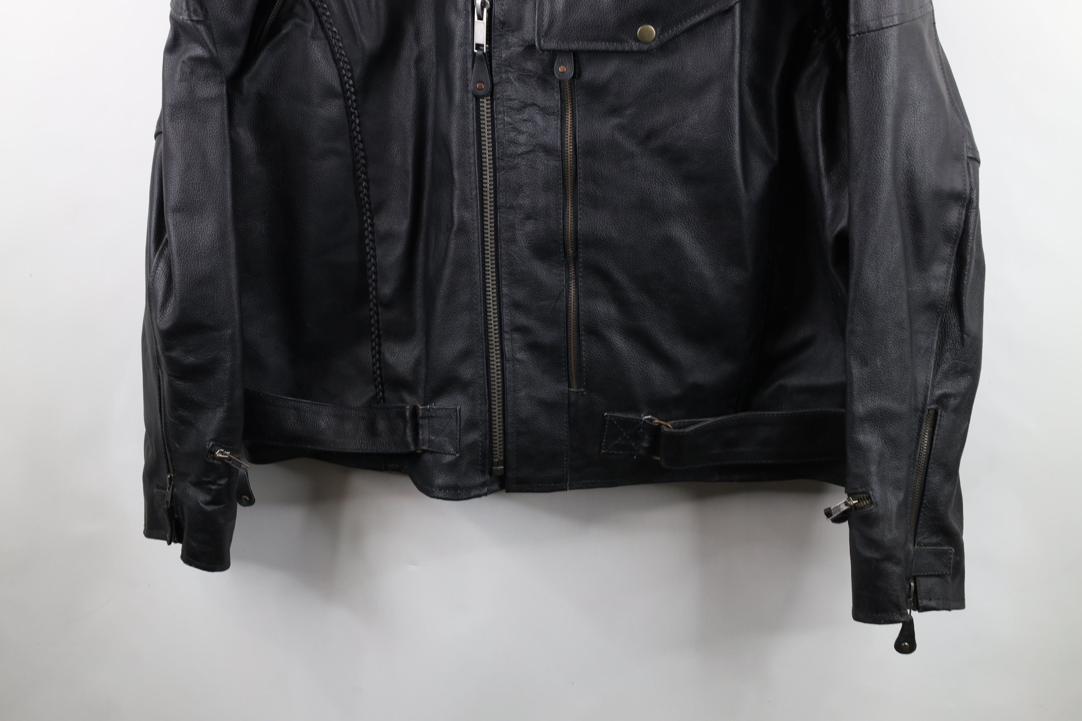 Vintage Vintage 90s Streetwear Heavyweight Leather Motorcycle Jacket Size US XXL / EU 58 / 5 - 3 Thumbnail