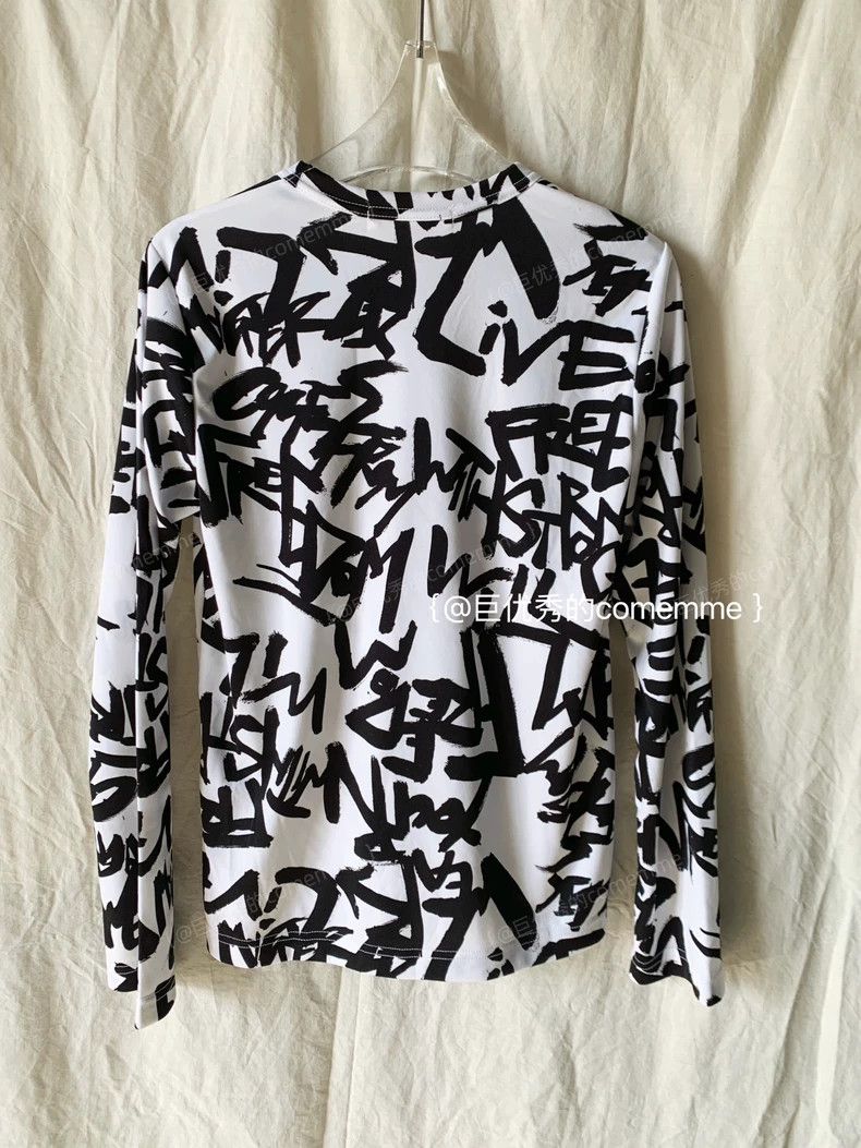 Comme des Garcons Comme Des Garcons Graffiti Text Black and White Crew Neck Size S / US 4 / IT 40 - 7 Thumbnail