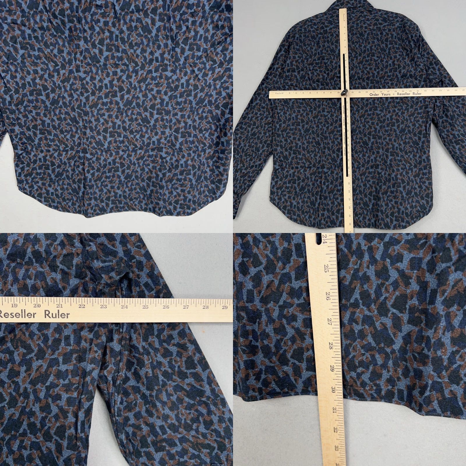 Vintage Culturata Shirt Mens XL Blue Brown Geometric Print Tailored Fit Made Italy Dress Shirt Mens XL Blue Brown Geometric Print Italy Dress Shirt Size 46R - 8 Thumbnail