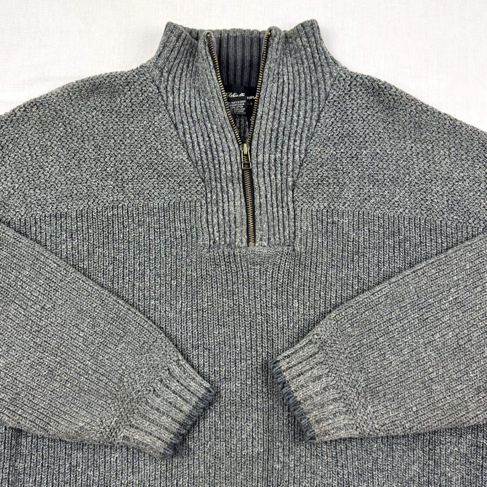 Eddie Bauer VINTAGE Eddie Bauer Sweater Pullover Quarter Zip Adult Medium Knit Gray USA 90s Mens Size US M / EU 48-50 / 2 - 2 Thumbnail