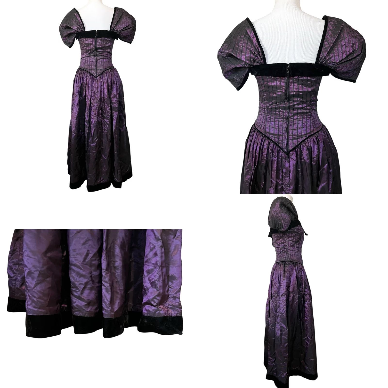 Vintage VINTAGE Barboglio Cristina Jan Prom Dress Sz 8 Purple Taffeta 80s Puffy Sleeve Ball Gown Womens Size M / US 6-8 / IT 42-44 - 8 Thumbnail