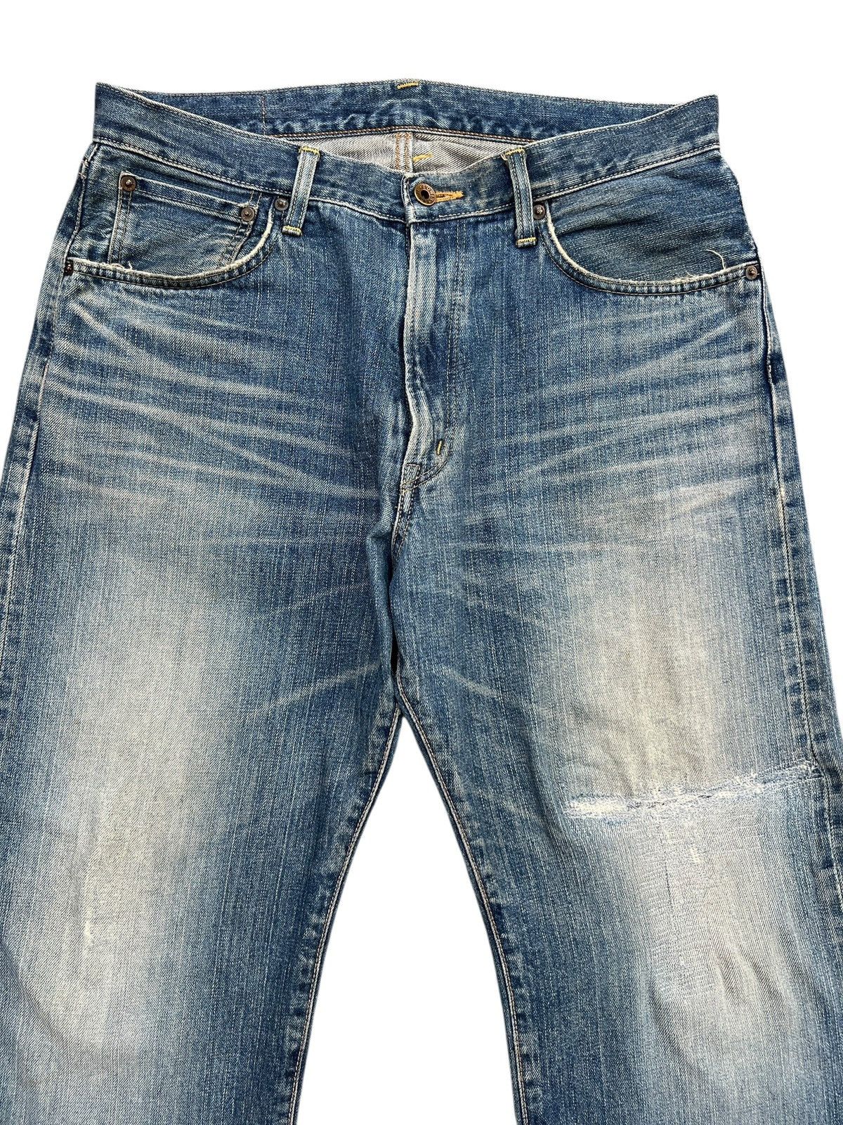 Edwin Vintage Edwin 505 Selvedge Distressed Denim Jeans 35x31 Size US 35 - 4 Thumbnail