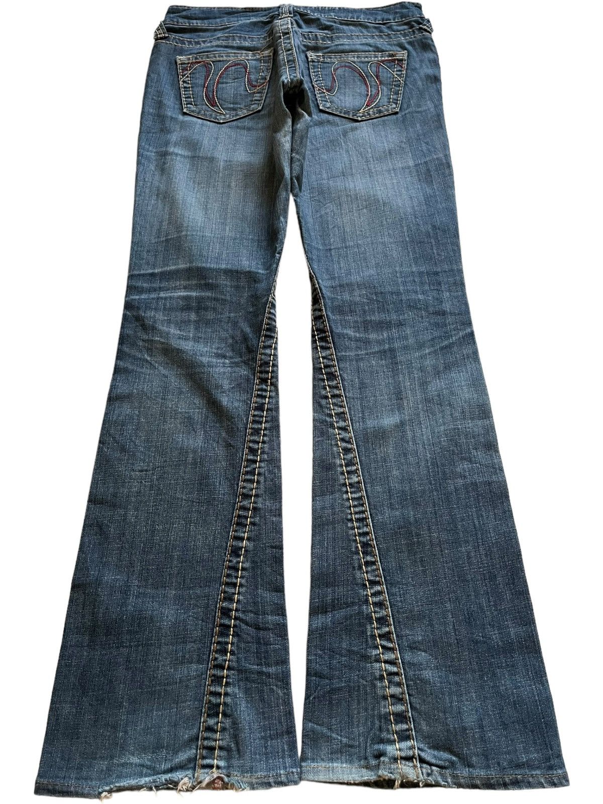 Japanese Brand Vintage Japanese Brand Blue Wash Embroidered Flare Jeans Size 29" - 2 Thumbnail