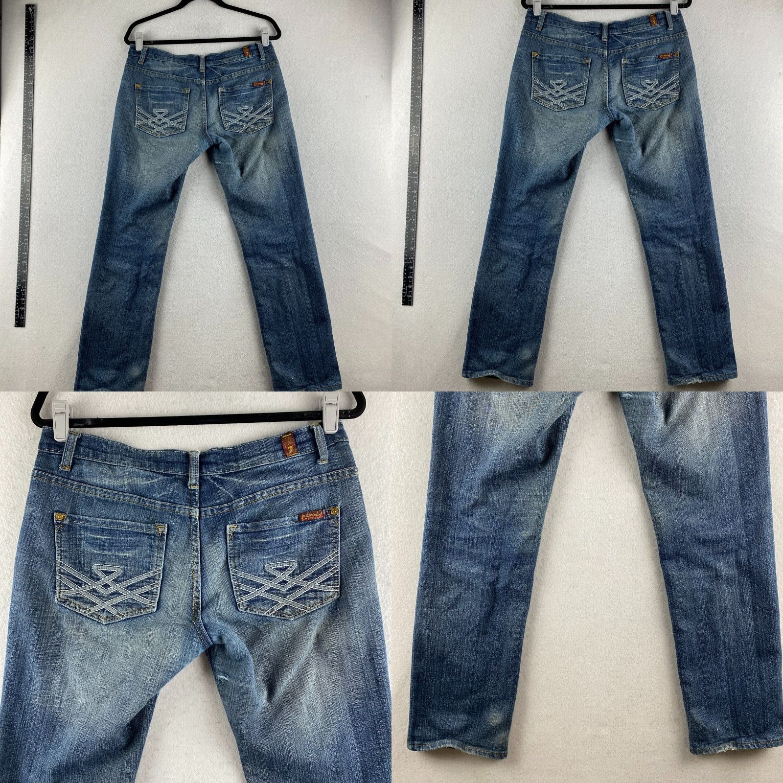 7 For All Mankind 7 For All Mankind Jeans Womens 29 Blue Low-Rise Distressed Rip Denim USA Made Size 29" - 10 Thumbnail