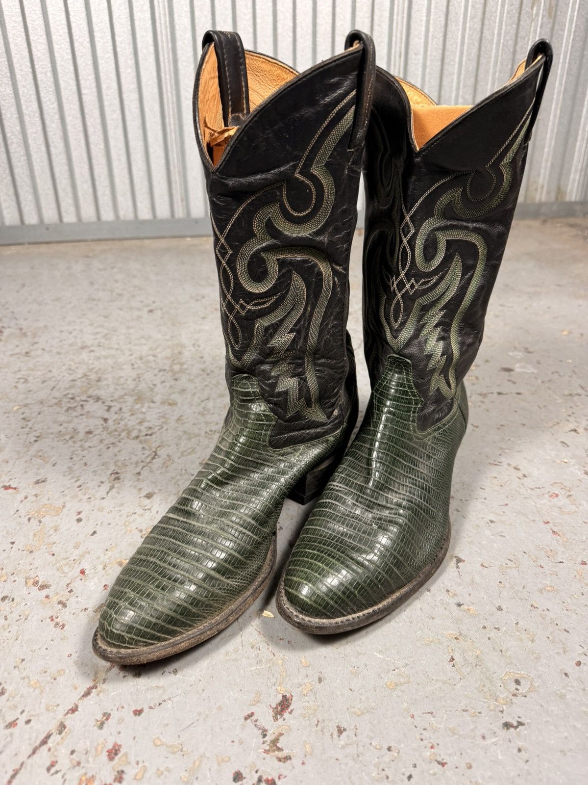 Tony Lama 90s Vintage Tony Lama Green Teju Lizard Skin Cowboy Boots Size US 10 / EU 43 - 6 Thumbnail