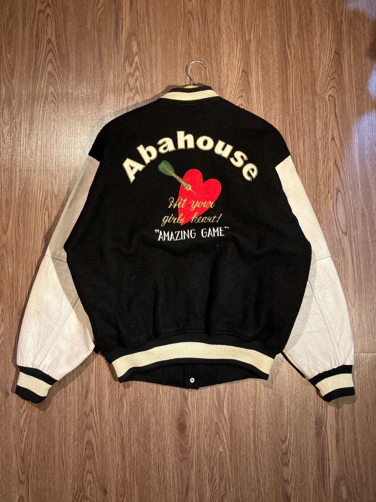 ABAHOUSE Abahouse Mix Wool Leather Varsity Jacket Size US L / EU 52-54 / 3 - 1 Thumbnail