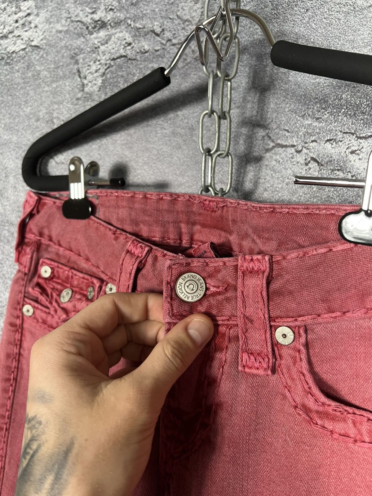 True Religion Vintage True Religion Flare Billy Super T Pink Jeans Size 27" / US 4 / IT 40 - 6 Thumbnail