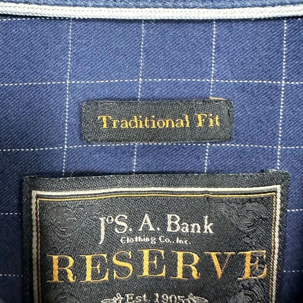 Jos. A. Bank Jos. A. Bank Button Up Shirt Men Medium Reserve Navy Houndstooth Traditional Fit Shirt Long Sleeve Cotton Silk Cashmere Breathable Size US M / EU 48-50 / 2 - 6 Thumbnail