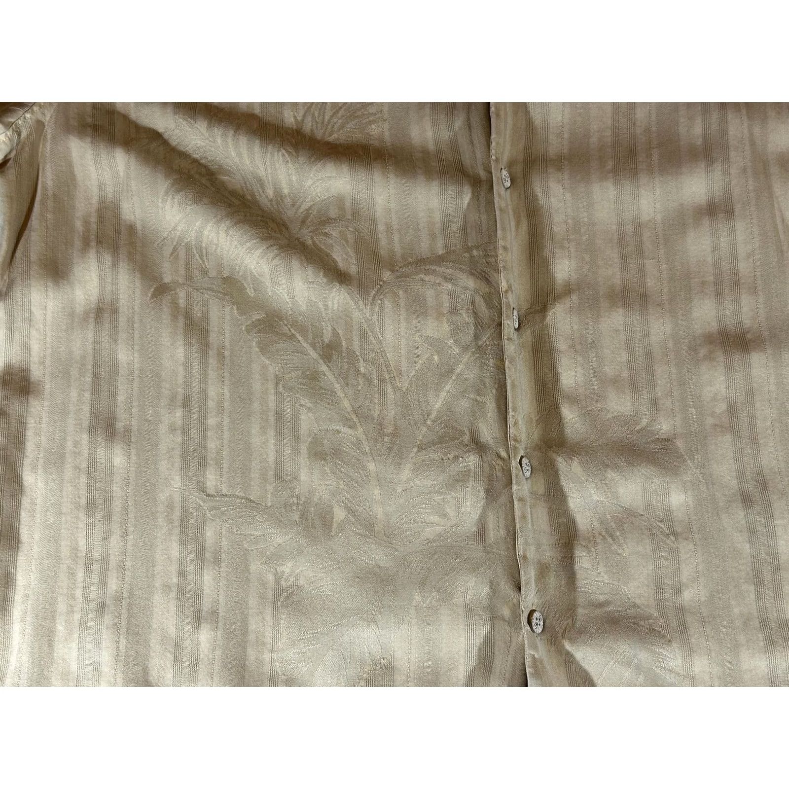 Tommy Bahama Tommy Bahama Shirt Mens 2XL Beige Silk Palm Leaf Short Sleeve Button Camp XXL Mens Size US XXL / EU 58 / 5 - 2 Thumbnail