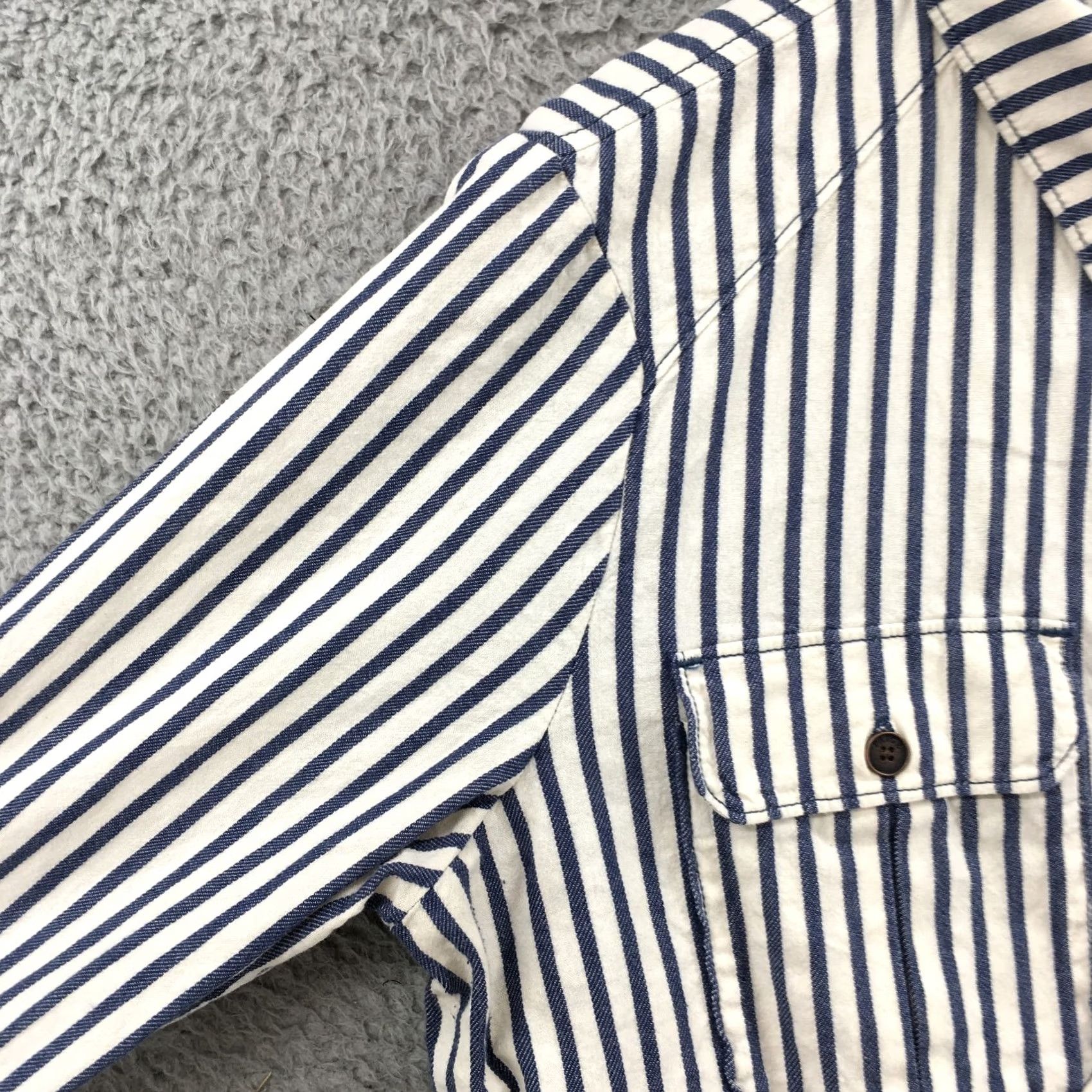 Paige Paige Long Sleeve Shirt Mens L Blue White Striped Button Down Front Pockets - China Size L Size US L / EU 52-54 / 3 - 5 Thumbnail