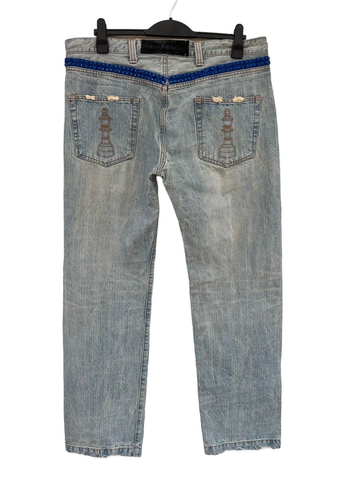 PHENOMENON PHENOMENON Japan Blue Studded Rips Ripped Baggy Denim Jeans Size US 36 / EU 52 - 15 Thumbnail